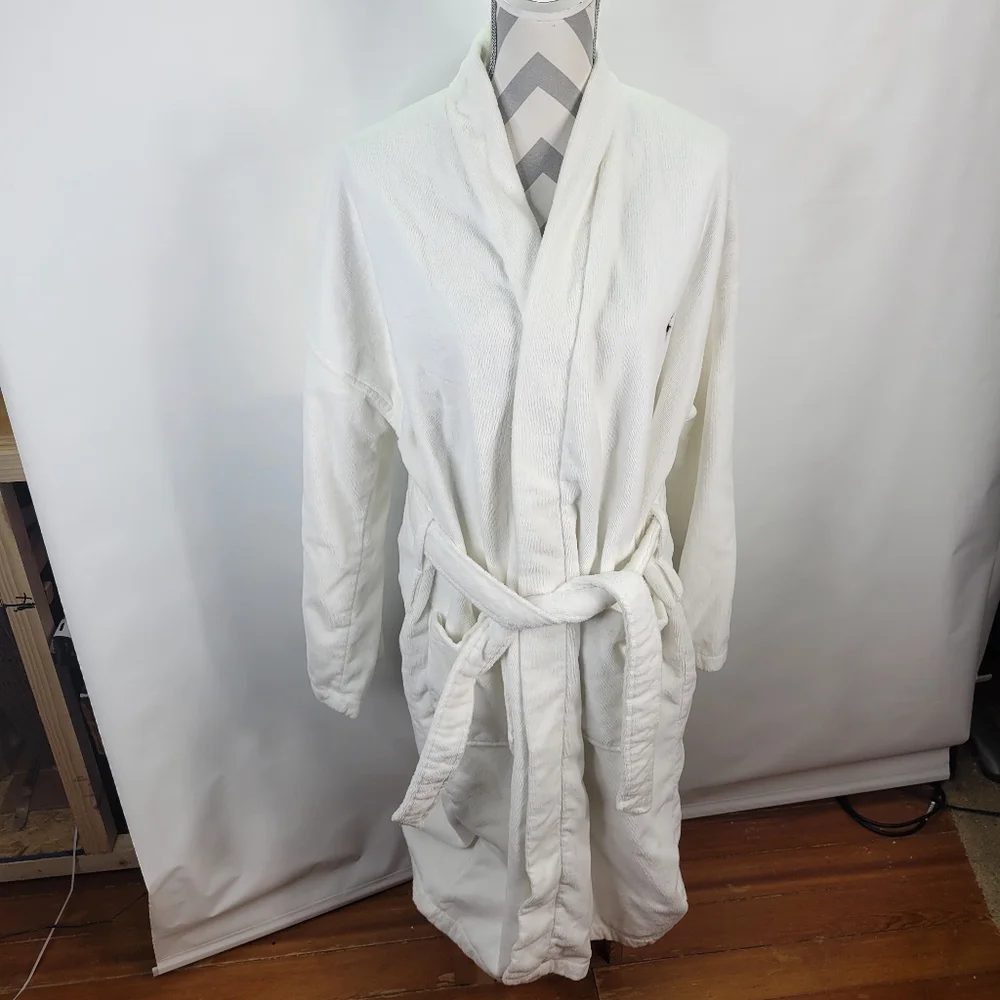 Polo Ralph Lauren Heavy Weight Terry Velour Robe Unisex White Belt One Size
